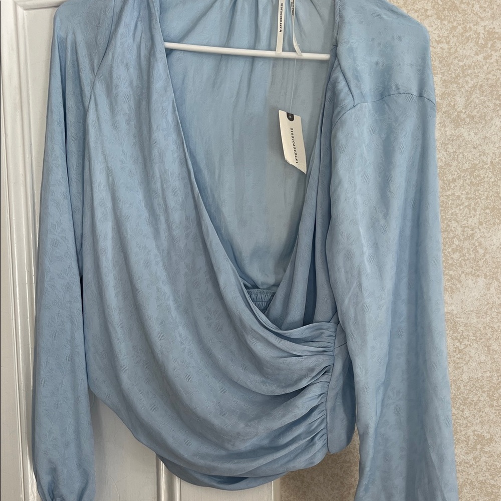 Anthropologie Elegant Blue Draped Women's Top. Size XS. NWT